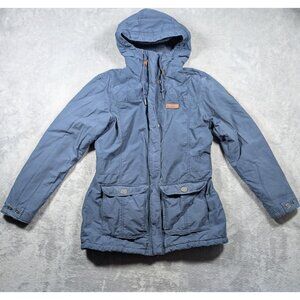 Columbia Winter Parka Jacket Womens Size Large Blue Sherpa Lining Outdoor Hiking